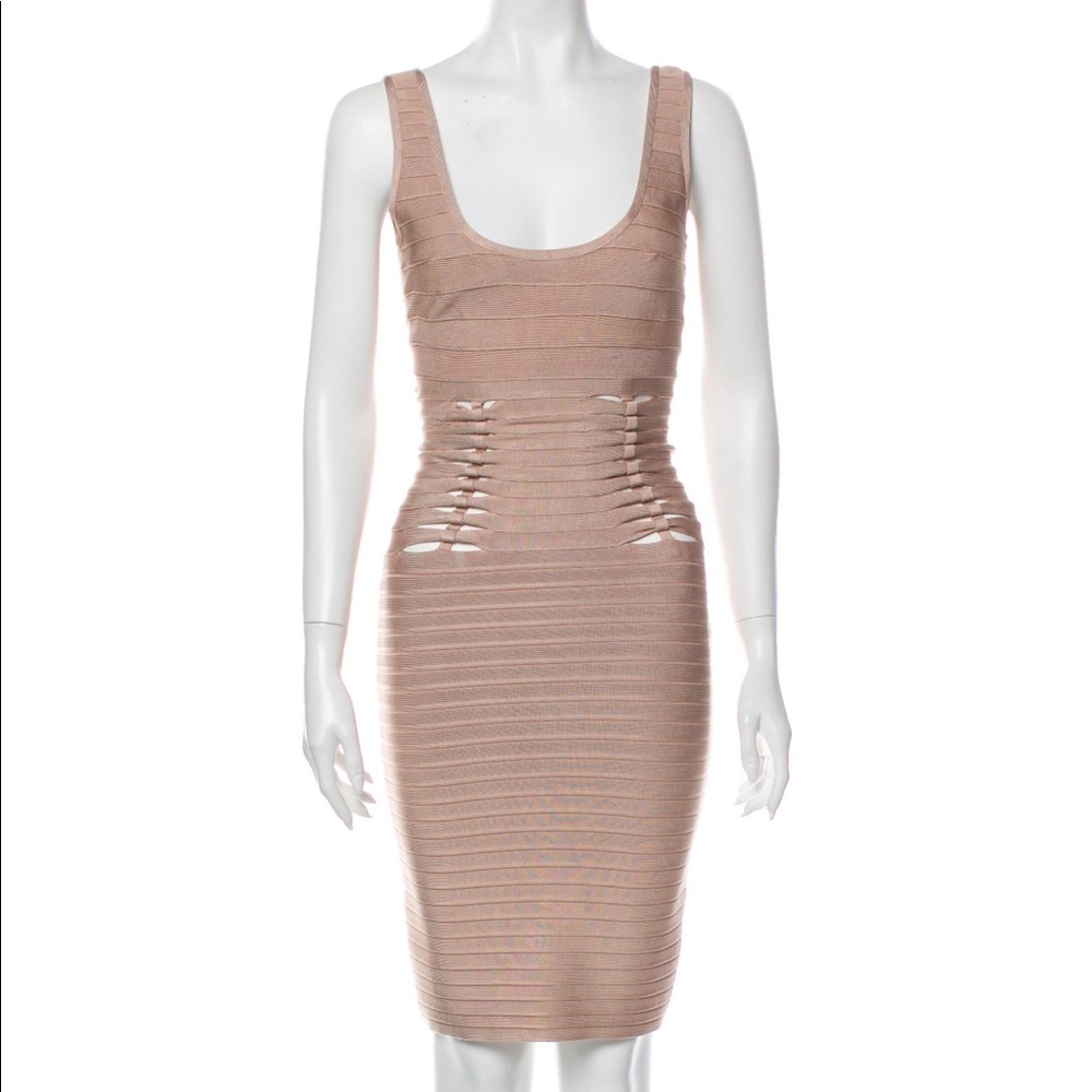 Herve Leger scoop neck knee length dress